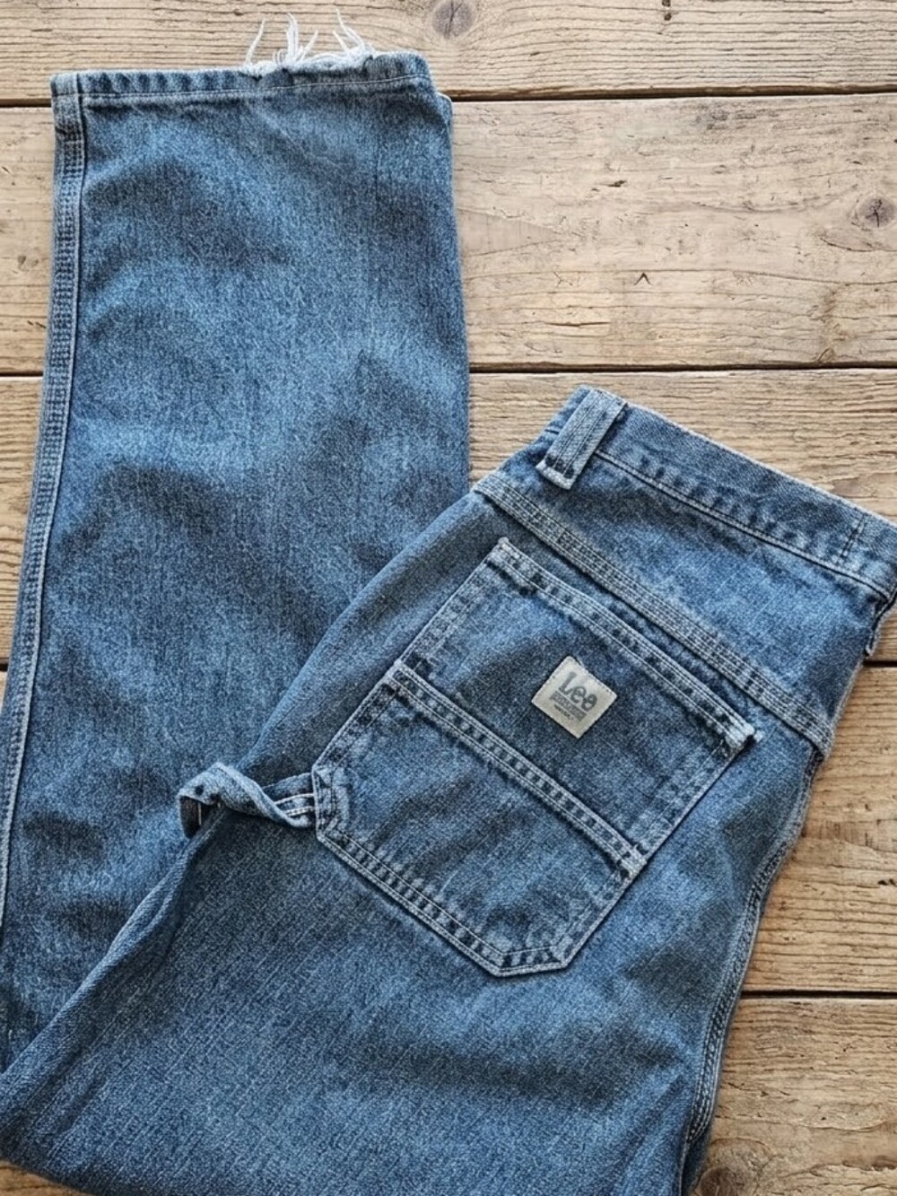 VTG Lee Dungarees 32x30 Y2K Denim Carpenter Jeans Workwear Unisex 100% Cotton